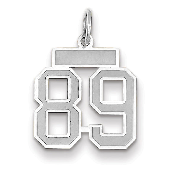 14K WG Small Satin Number 89 Charm