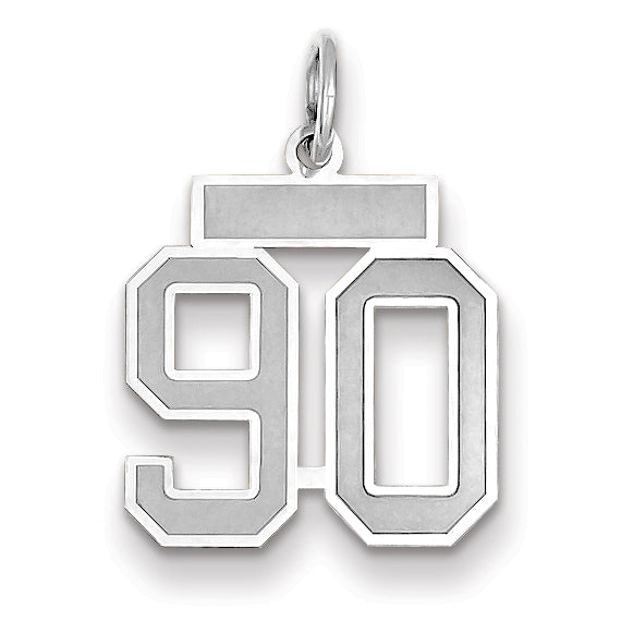14K WG Small Satin Number 90 Charm