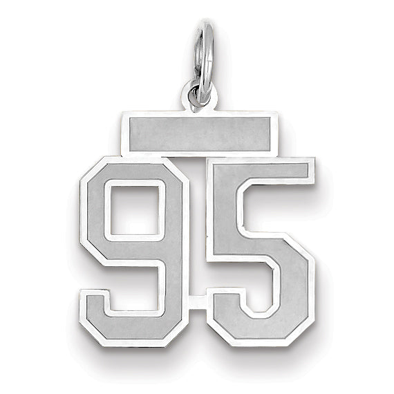 Number 95 Charm in 14K White Gold, Satin - Sophia Jewelers