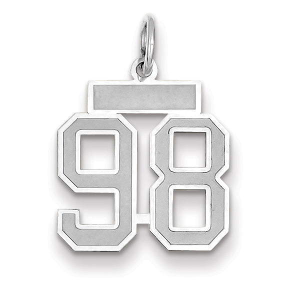 Number 98 Charm in 14K White Gold, Brushed & Satin - Sophia Jewelers