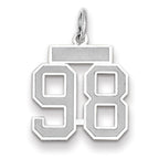 Number 98 Charm in 14K White Gold, Brushed & Satin - Sophia Jewelers
