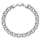 14k White Gold Lite 7mm Triple Link Charm Bracelet