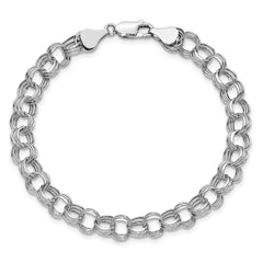 14k White Gold Lite 7mm Triple Link Charm Bracelet