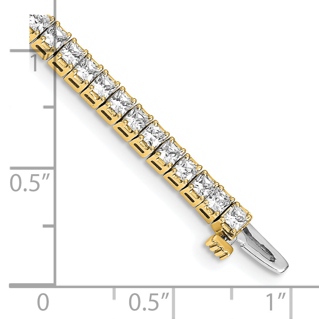 14k 2.25mm Princess 5ct AA Diamond Tennis Bracelet - 7