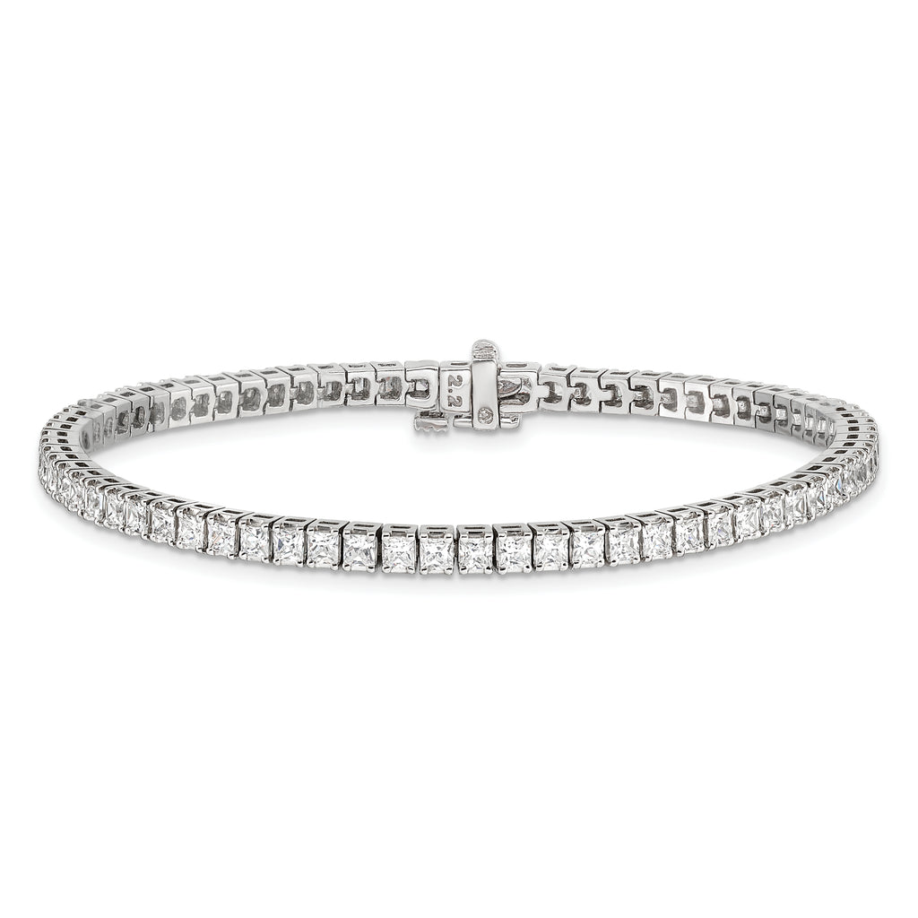 14k White Gold 2.25mm Princess 5ct AA Diamond Tennis Bracelet