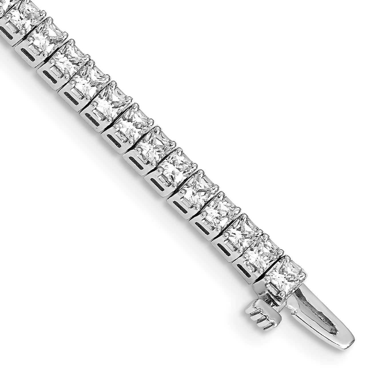 14k White Gold 2.25mm Princess 5ct AA Diamond Tennis Bracelet Main image