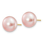 14K 10-11mm Purple Button Freshwater Cultured Pearl Stud Post Earrings