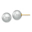 14K 10-11mm Grey Round Freshwater Cultured Pearl Stud Post Earrings