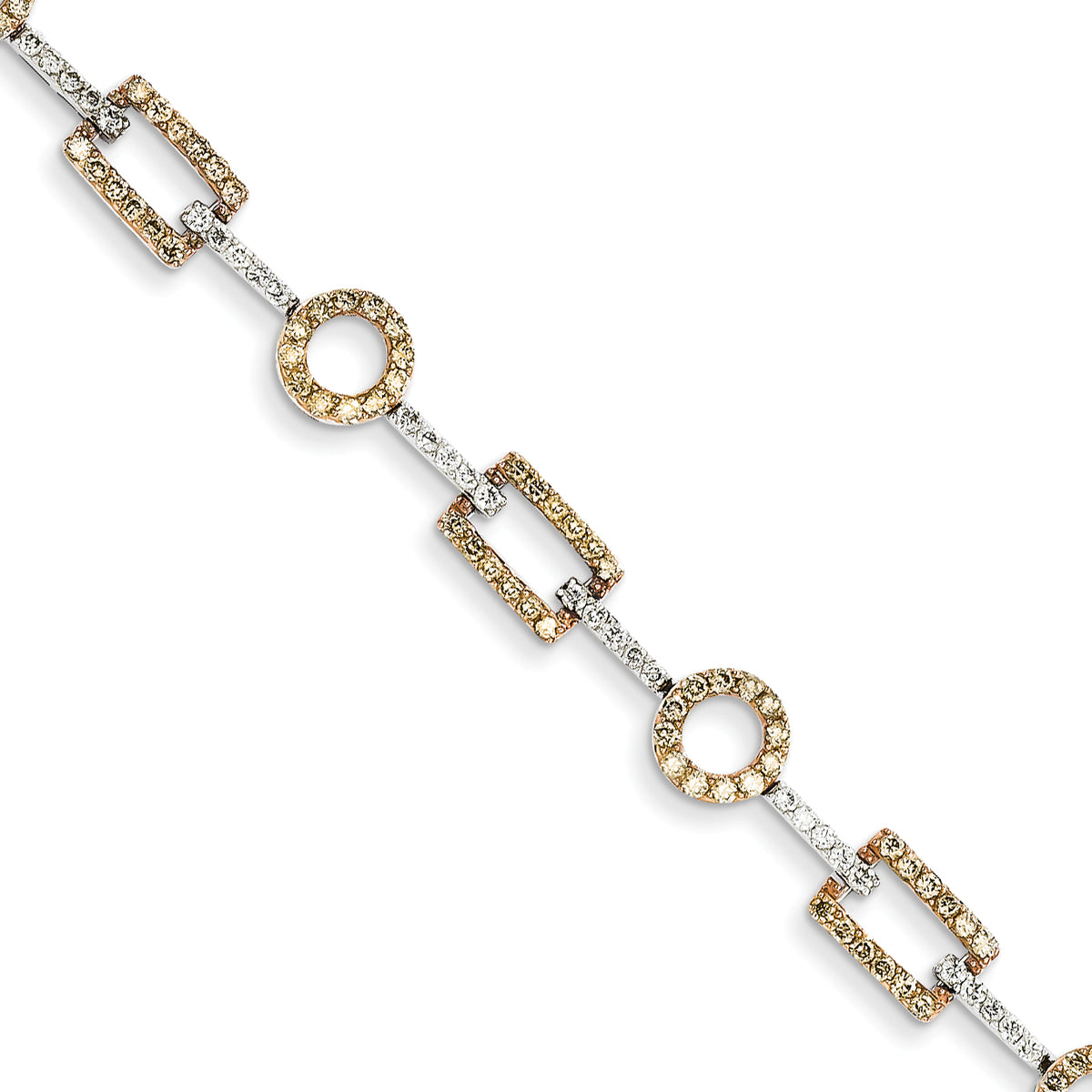 14k White Gold White & Champagne Diamond Bracelet