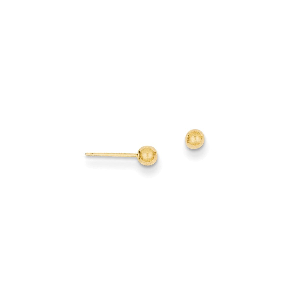 Polished Ball Stud Earrings in 14K Yellow Gold, 3mm