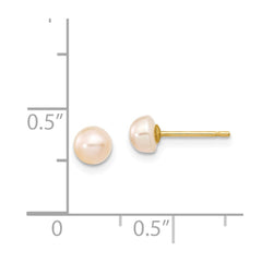 14K 4-5mm Pink FW Cultured Button Pearl Stud Post Earrings