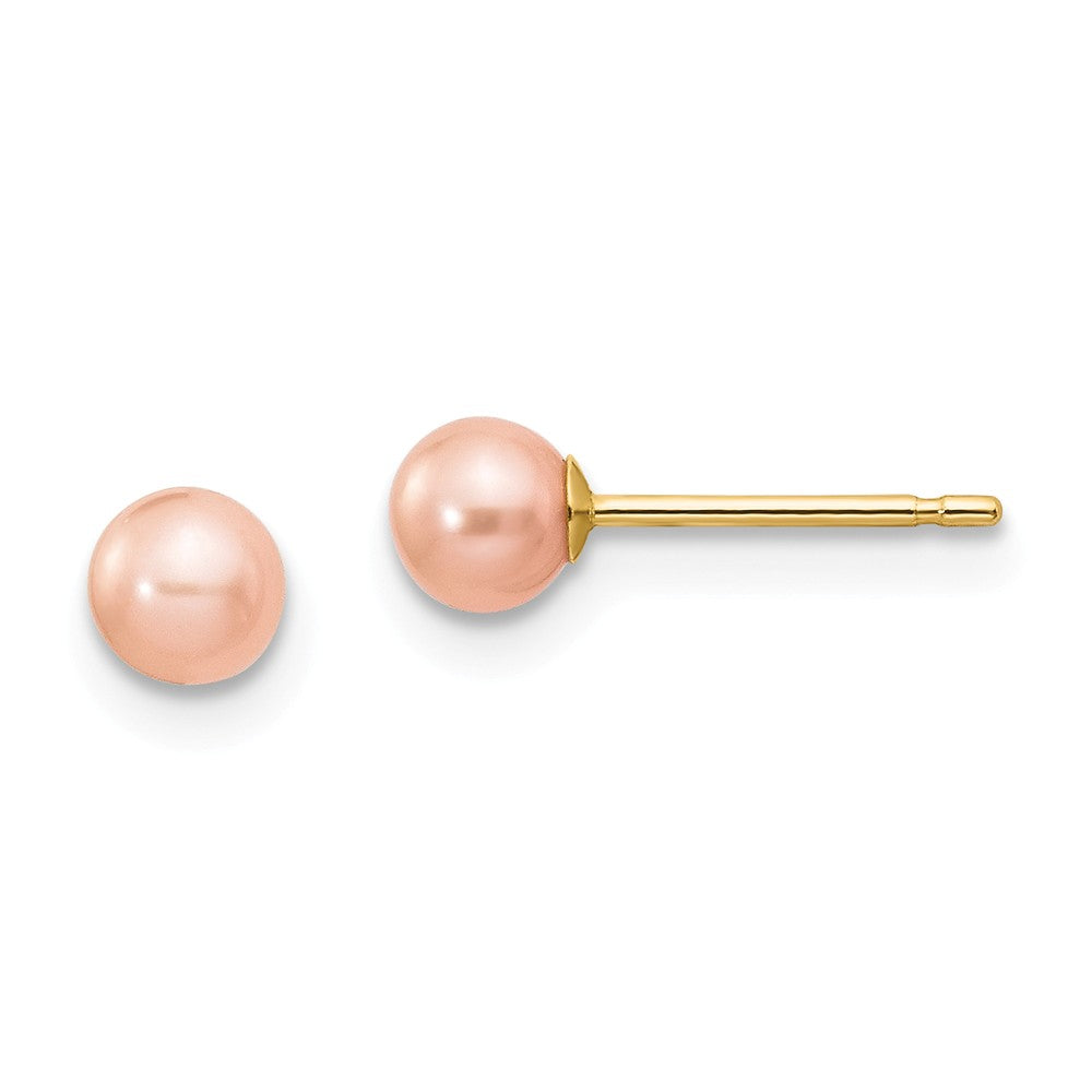 14K 4-5mm Pink Round Freshwater Cultured Pearl Stud Post Earrings Main image