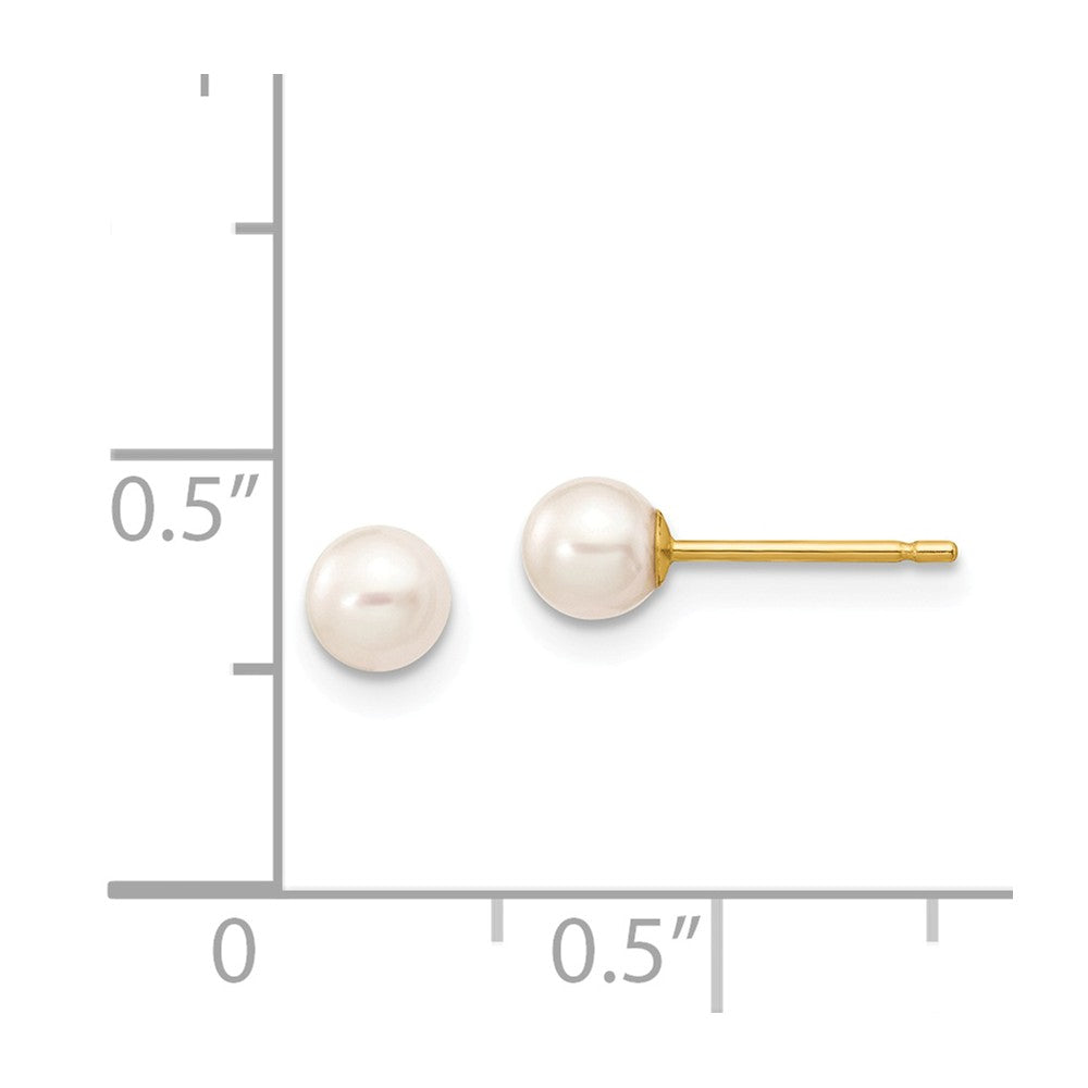 14k 4-5mm White Round Freshwater Cultured Pearl Stud Post Earrings