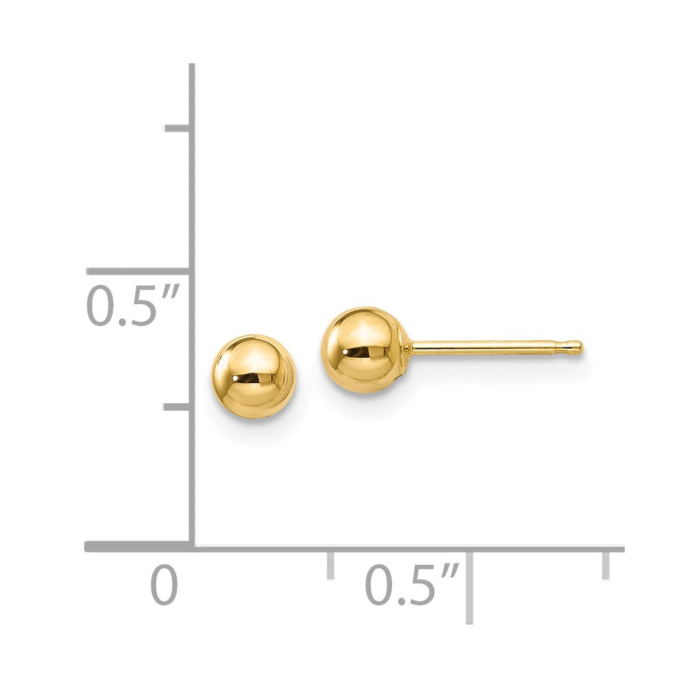 Puffed Ball Stud Earrings in 14K Yellow Gold, 4mm Secondary image