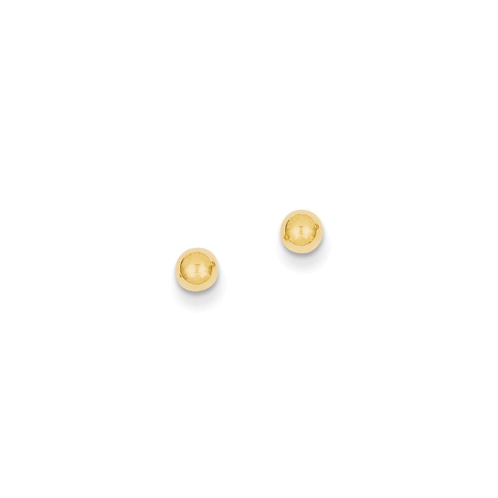 Puffed Ball Stud Earrings in 14K Yellow Gold, 4mm