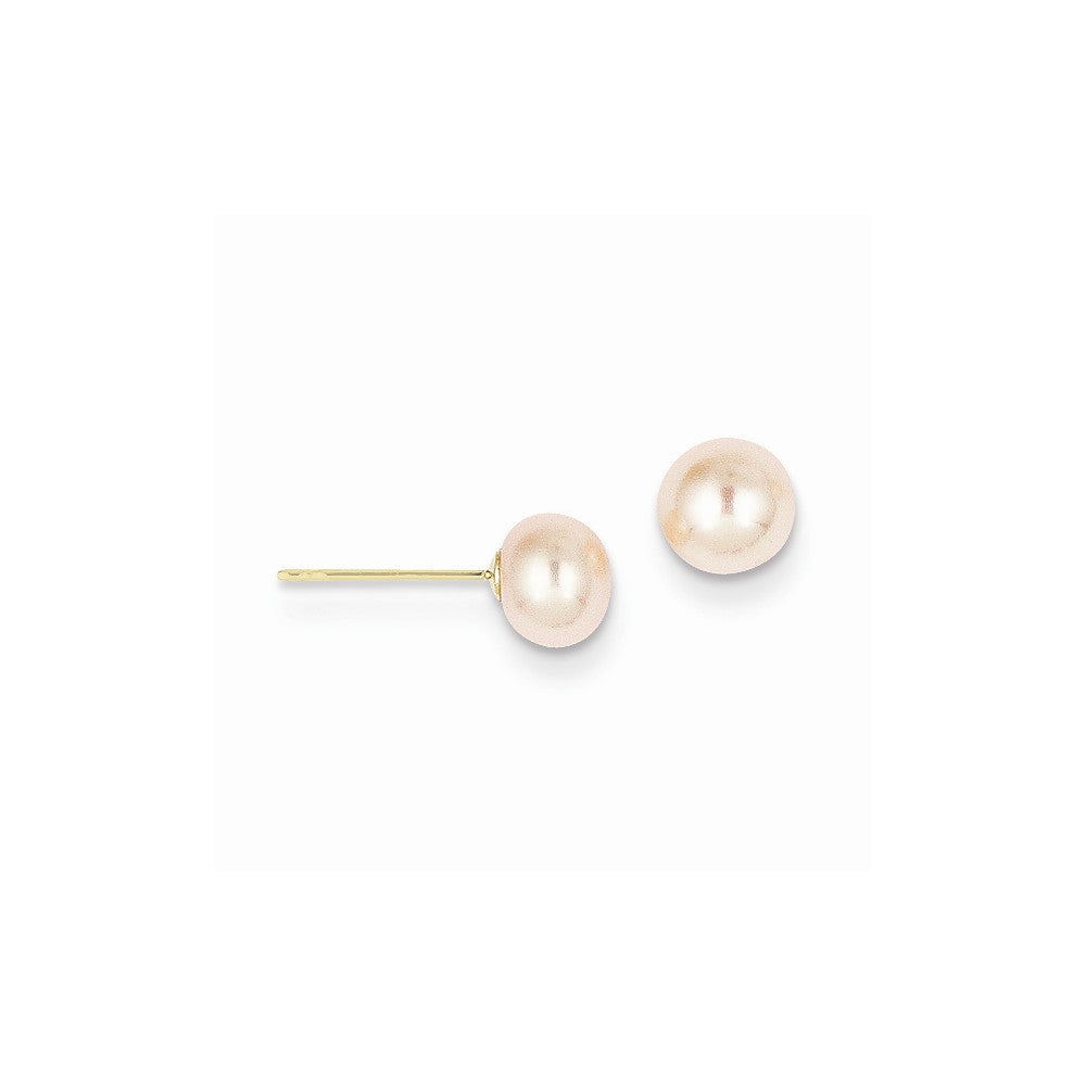 14k 5-6mm Pink Button FW Cultured Pearl Stud Post Earrings