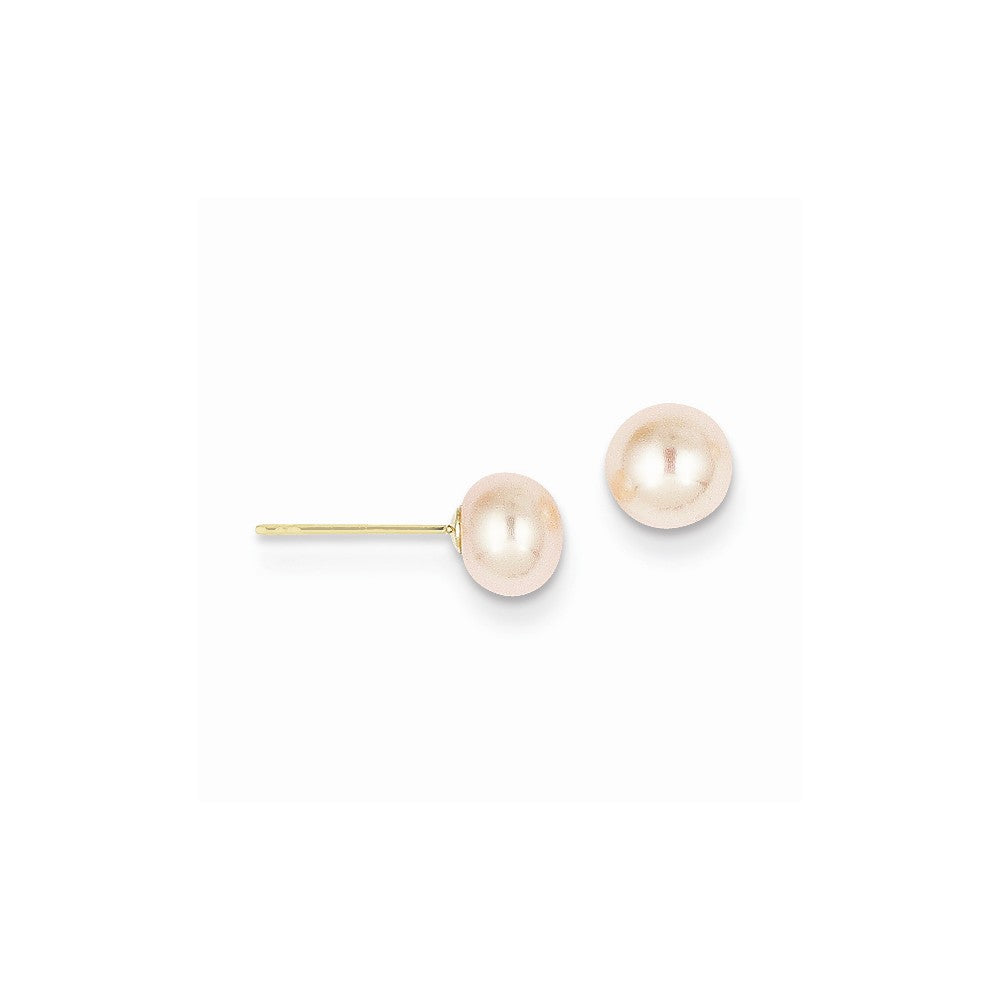 14k 5-6mm Pink Button FW Cultured Pearl Stud Post Earrings Main image