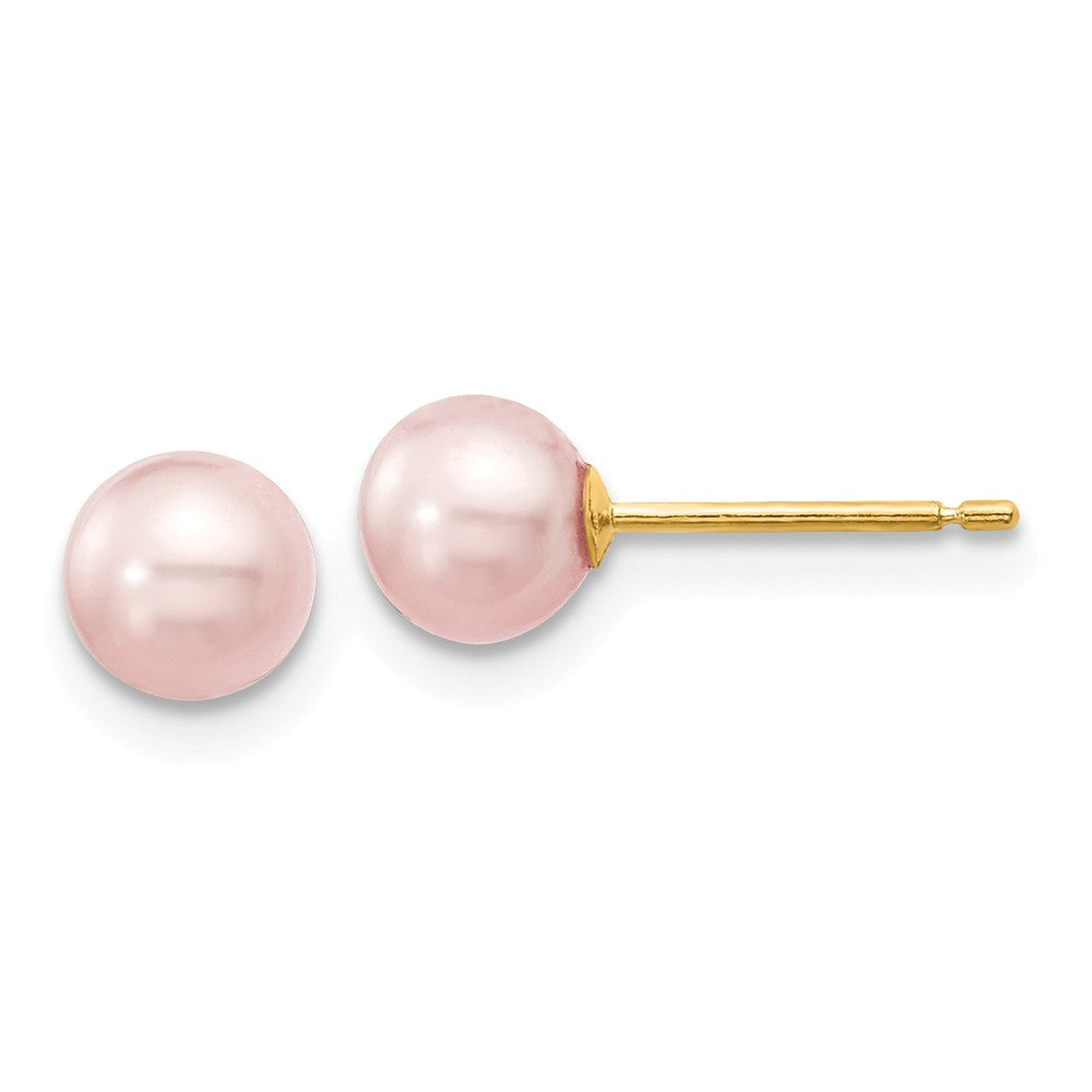 14K 5-6mm Purple Round Freshwater Cultured Pearl Stud Post Earrings Main image