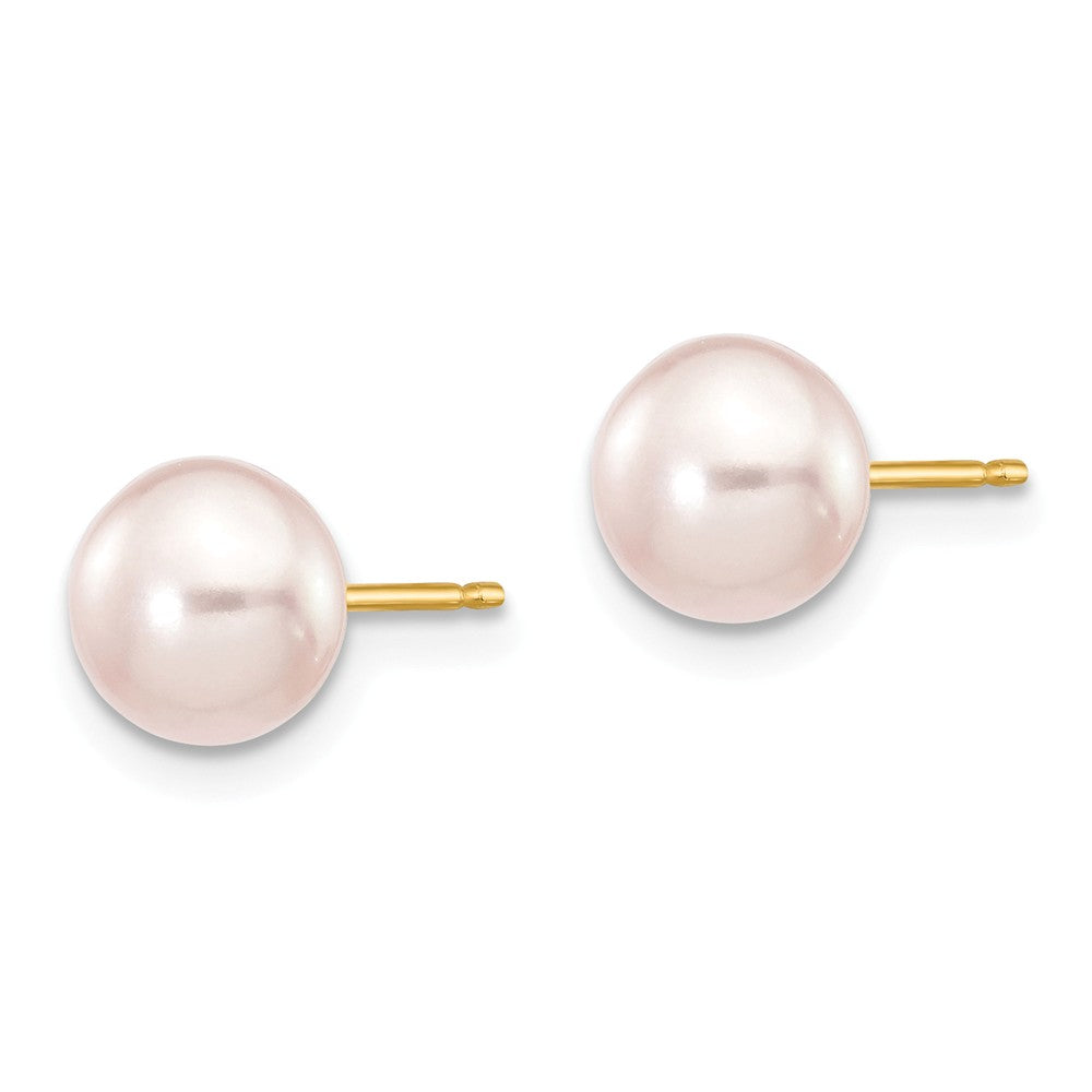 14K 6-7mm Purple Button Freshwater Cultured Pearl Stud Post Earrings Secondary image