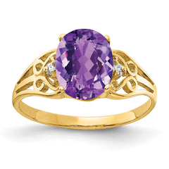 14K Amethyst Diamond ring