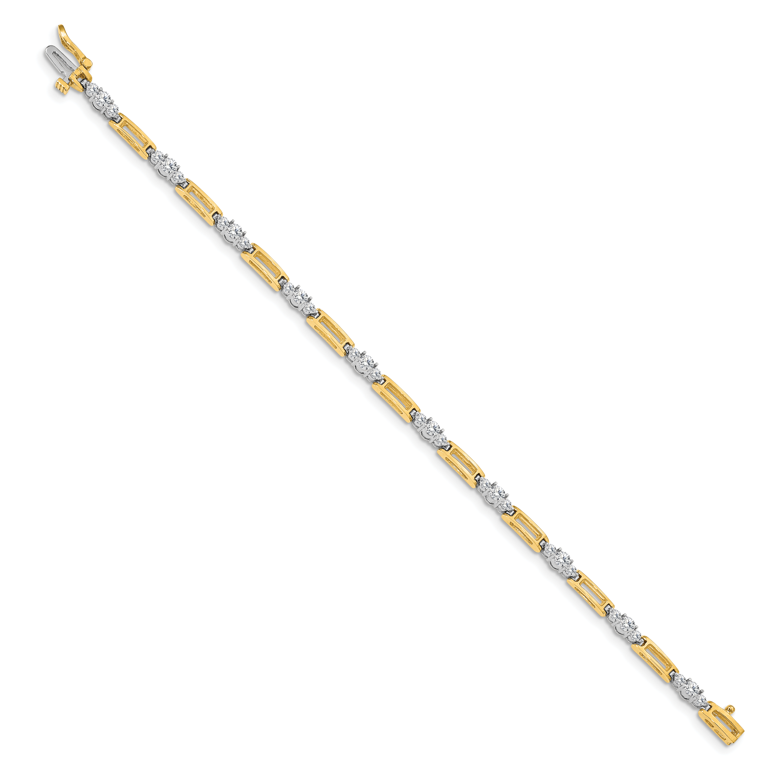 14k Two-tone AA Diamond Fancy Link Tennis Bracelet Secondary image