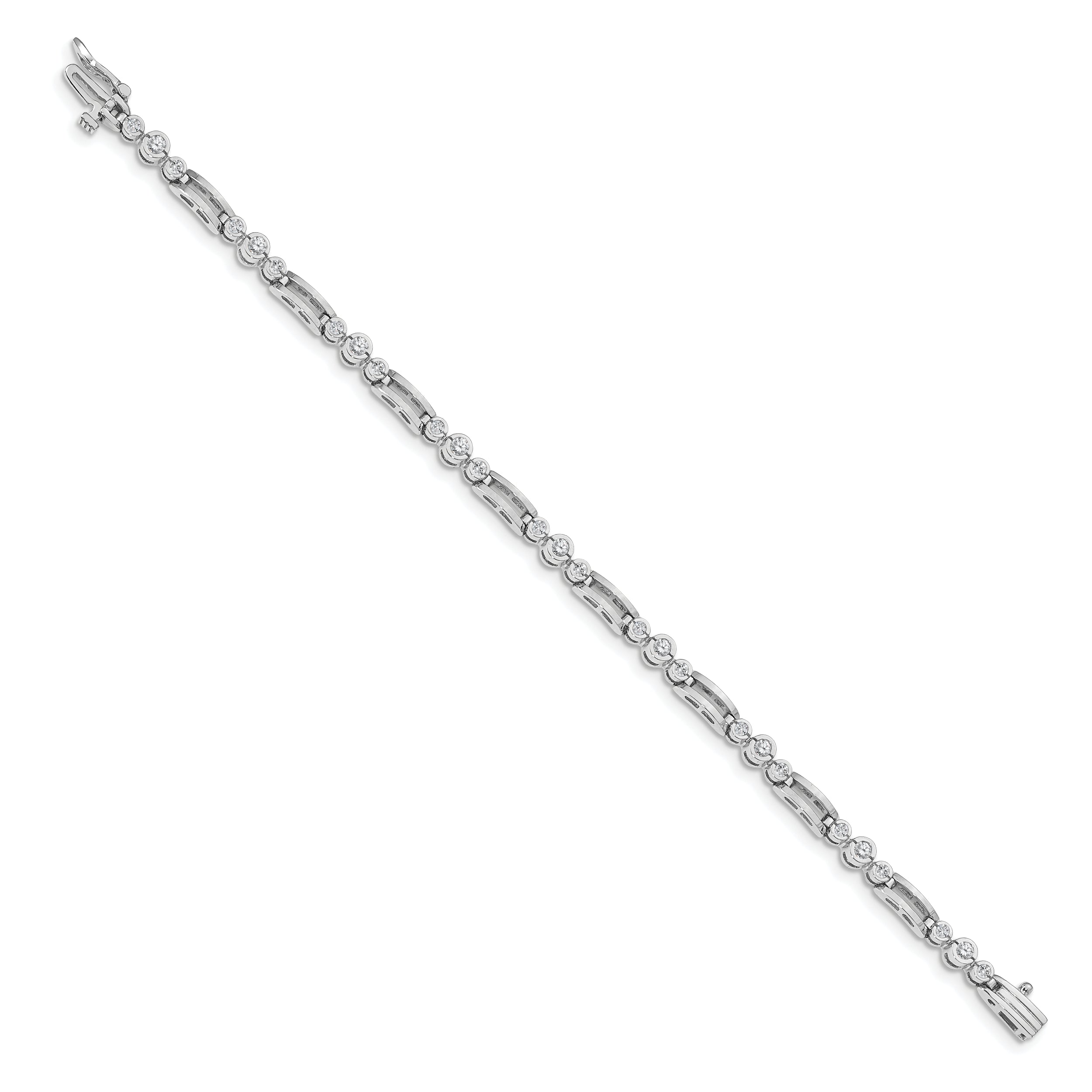 14k White Gold AA Diamond Fancy Link Tennis Bracelet