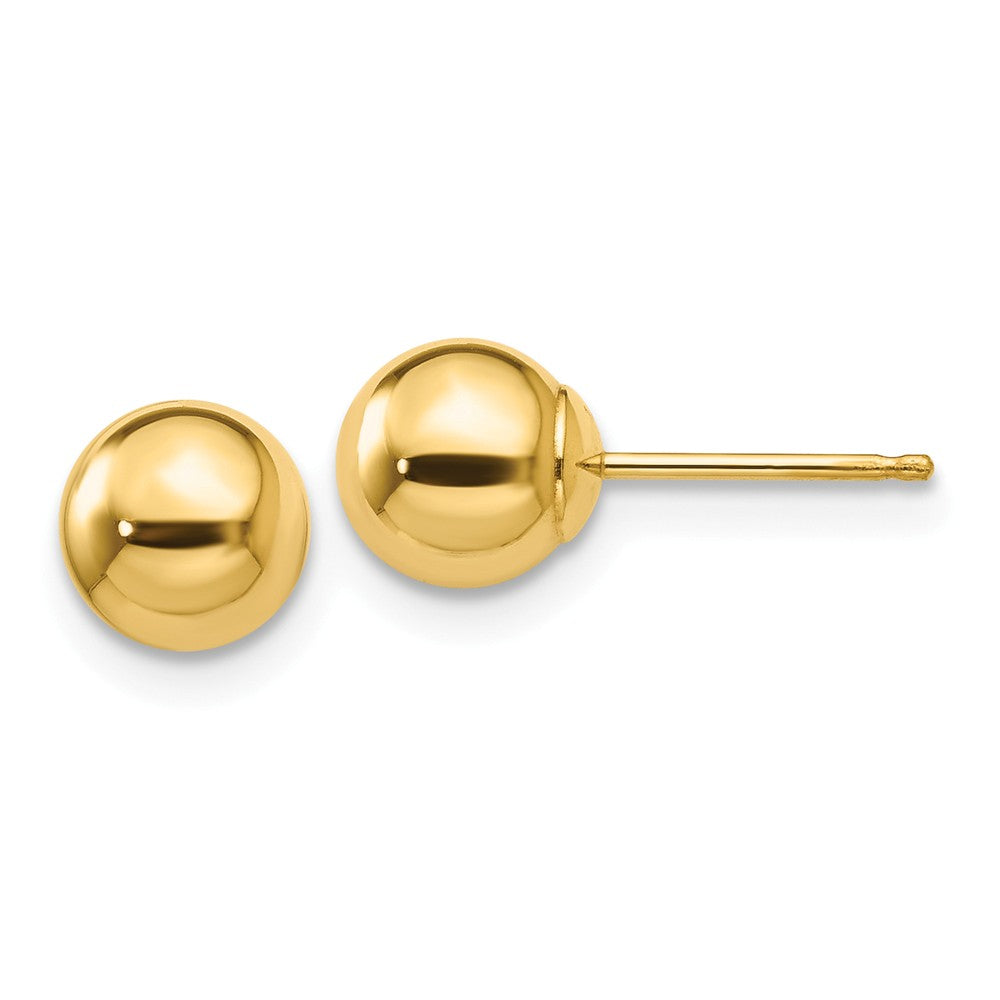 Puffed Ball Stud Earrings in 14K Yellow Gold, 6mm