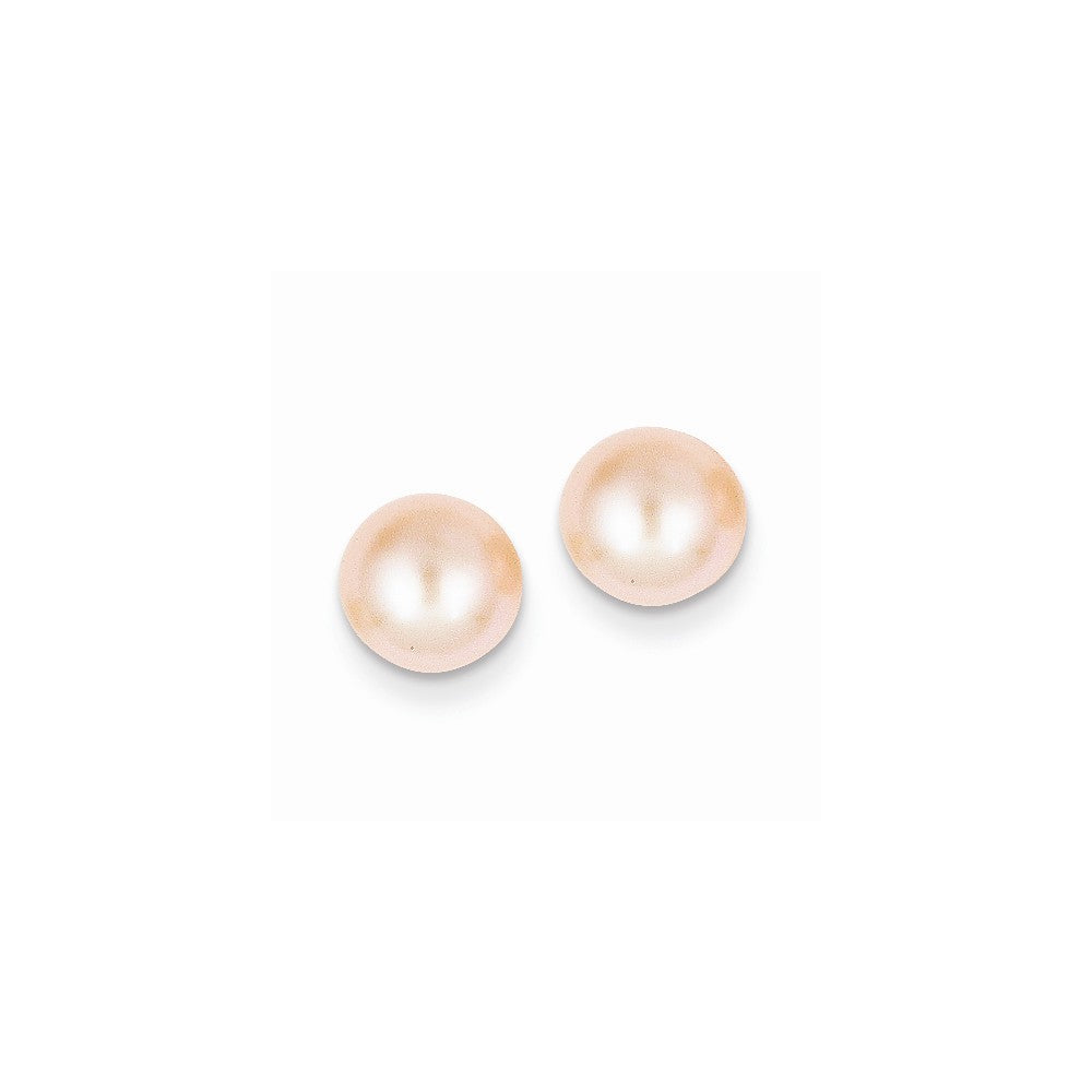 14k 7-8mm Pink Button FW Cultured Pearl Stud Post Earrings Main image