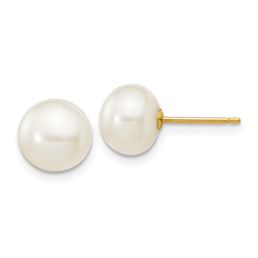 14K 7-8mm White Button Freshwater Cultured Pearl Stud Post Earrings Main image