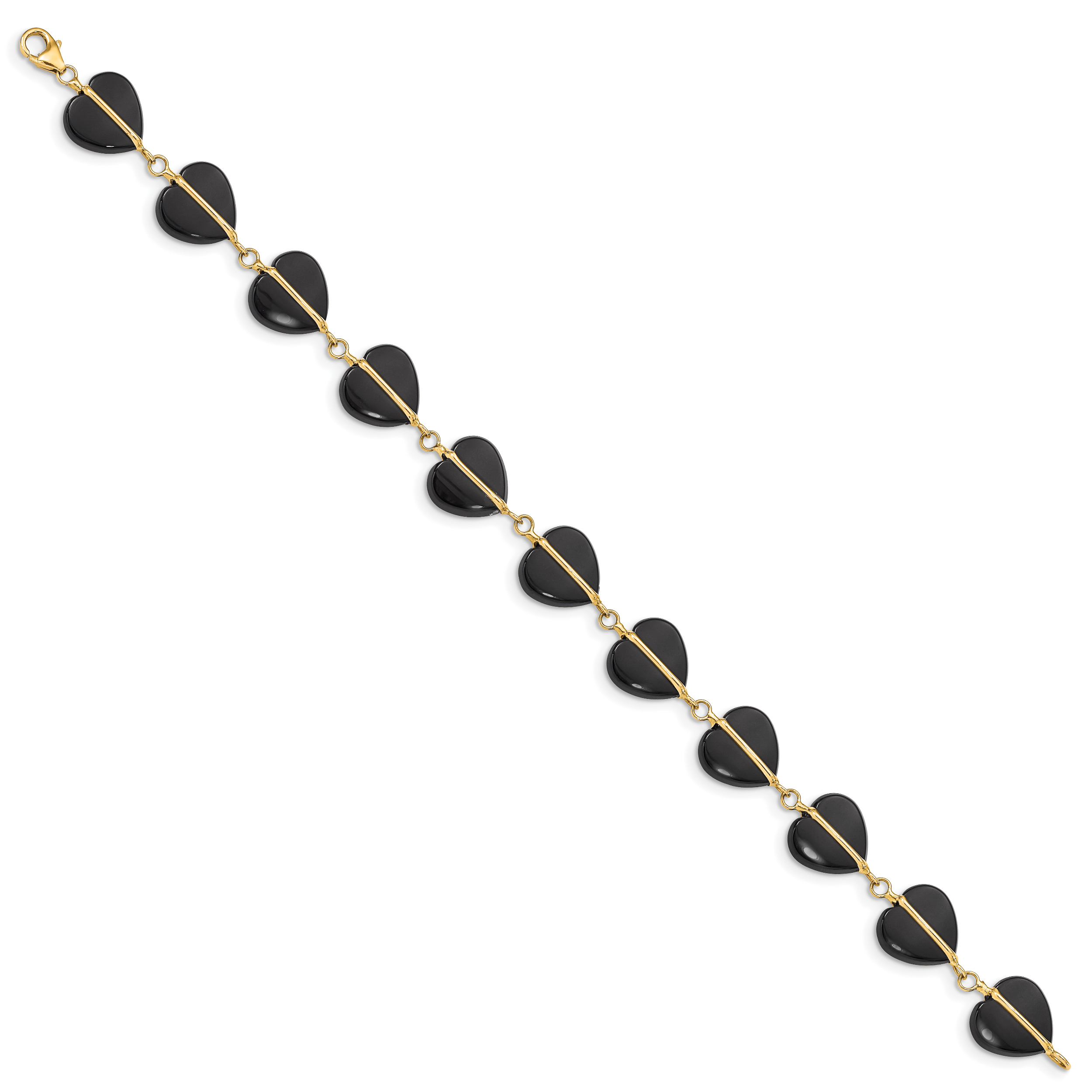 14k Black Onyx Hearts 7 inch Bracelet Secondary image