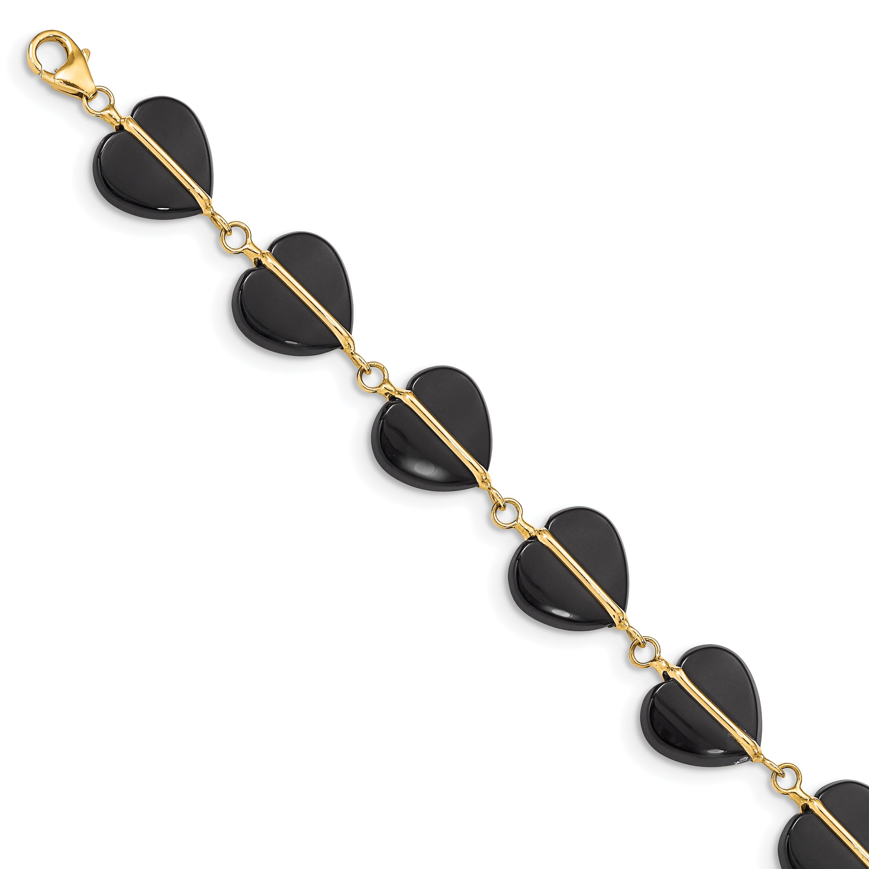 14k Black Onyx Hearts 7 inch Bracelet Main image