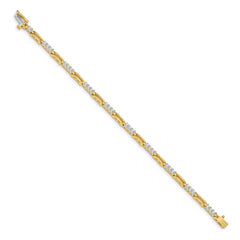 14k AA Diamond Fancy Link Tennis Bracelet - 7
