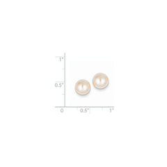 14k 8-9mm Pink Button FW Cultured Pearl Stud Post Earrings