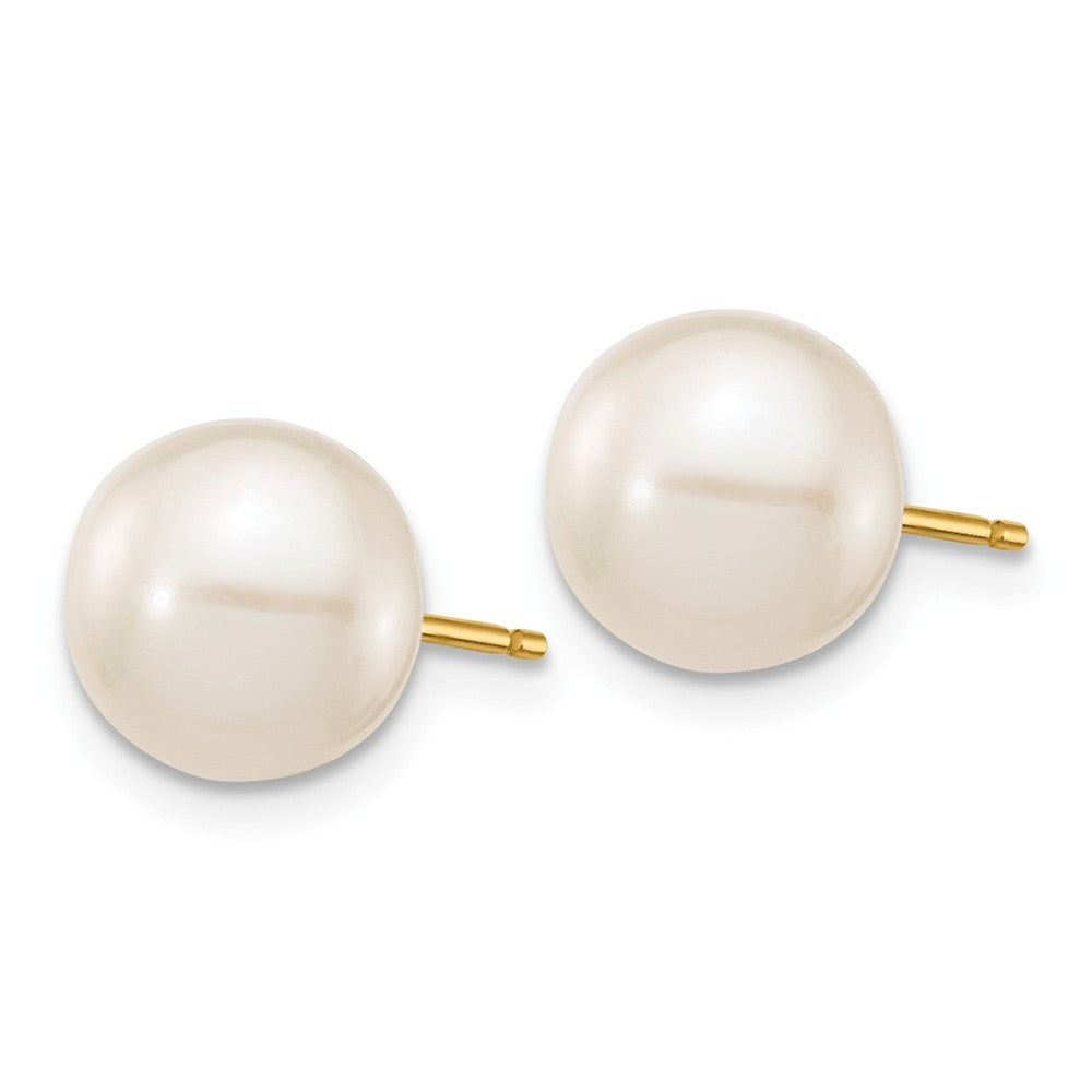 14K 8-9mm White Round Freshwater Cultured Pearl Stud Post Earrings Secondary image
