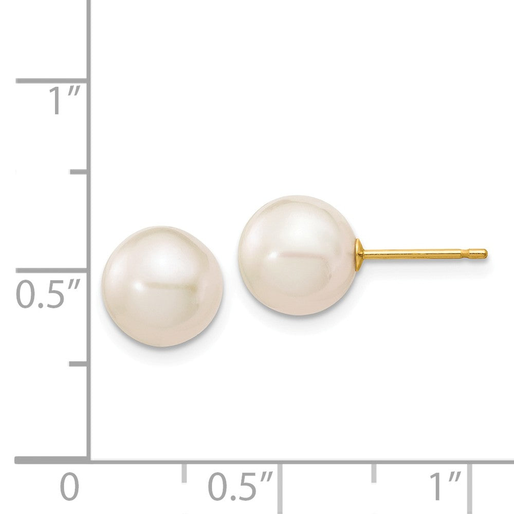 14k 8-9mm White Round Freshwater Cultured Pearl Stud Post Earrings