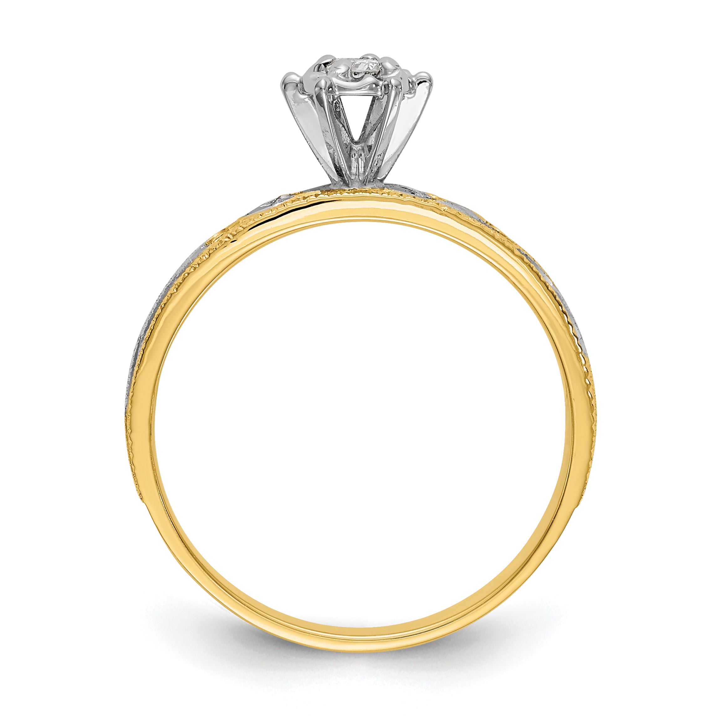 14k and Rhodium AA Quality 1/10 carat Diamond Trio Complete Engagement Ring Secondary image