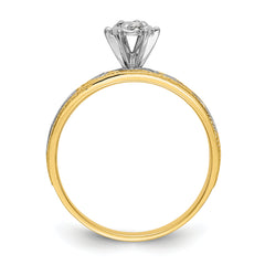 14k and Rhodium AA Quality 1/10 carat Diamond Trio Complete Engagement Ring