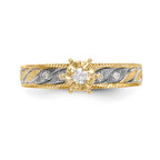 14k and Rhodium AA Quality 1/10 carat Diamond Trio Complete Engagement Ring