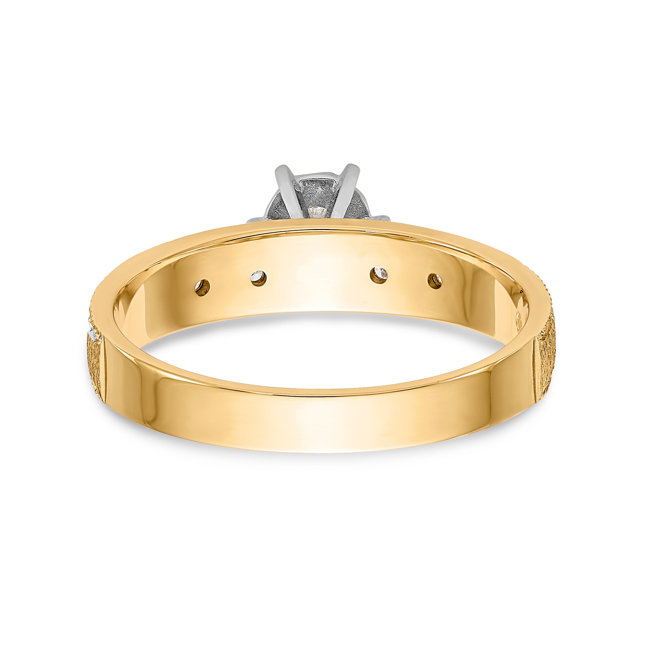 14k and Rhodium AA Quality 1/10 carat Diamond Trio Complete Engagement Ring