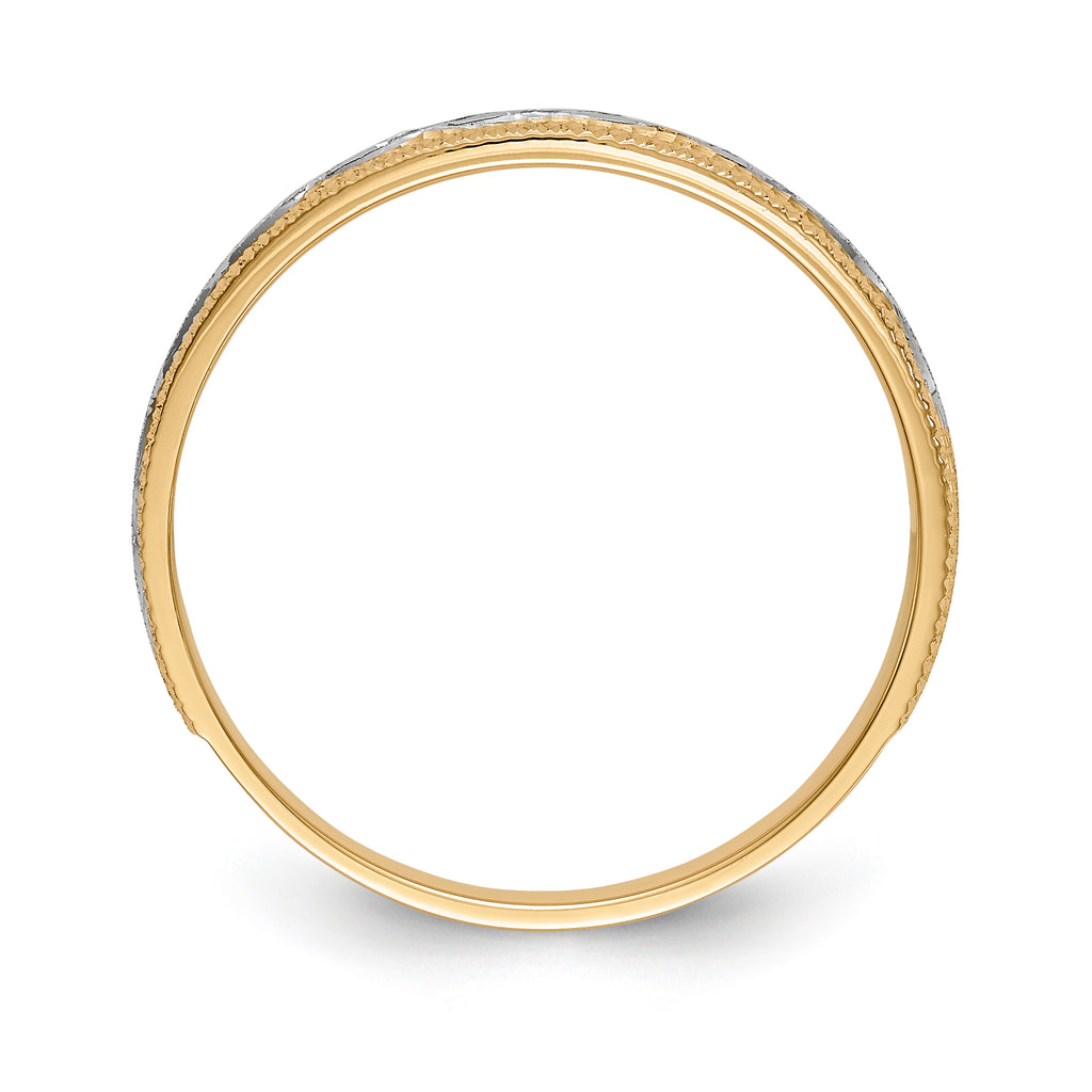 14k and Rhodium AA Quality 1/20 carat Diamond Trio Mens Complete Wedding Band