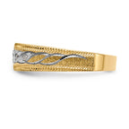 14k and Rhodium AA Quality 1/20 carat Diamond Trio Mens Complete Wedding Band