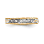 14k and Rhodium AA Quality 1/20 carat Diamond Trio Ladies Complete Wedding Band