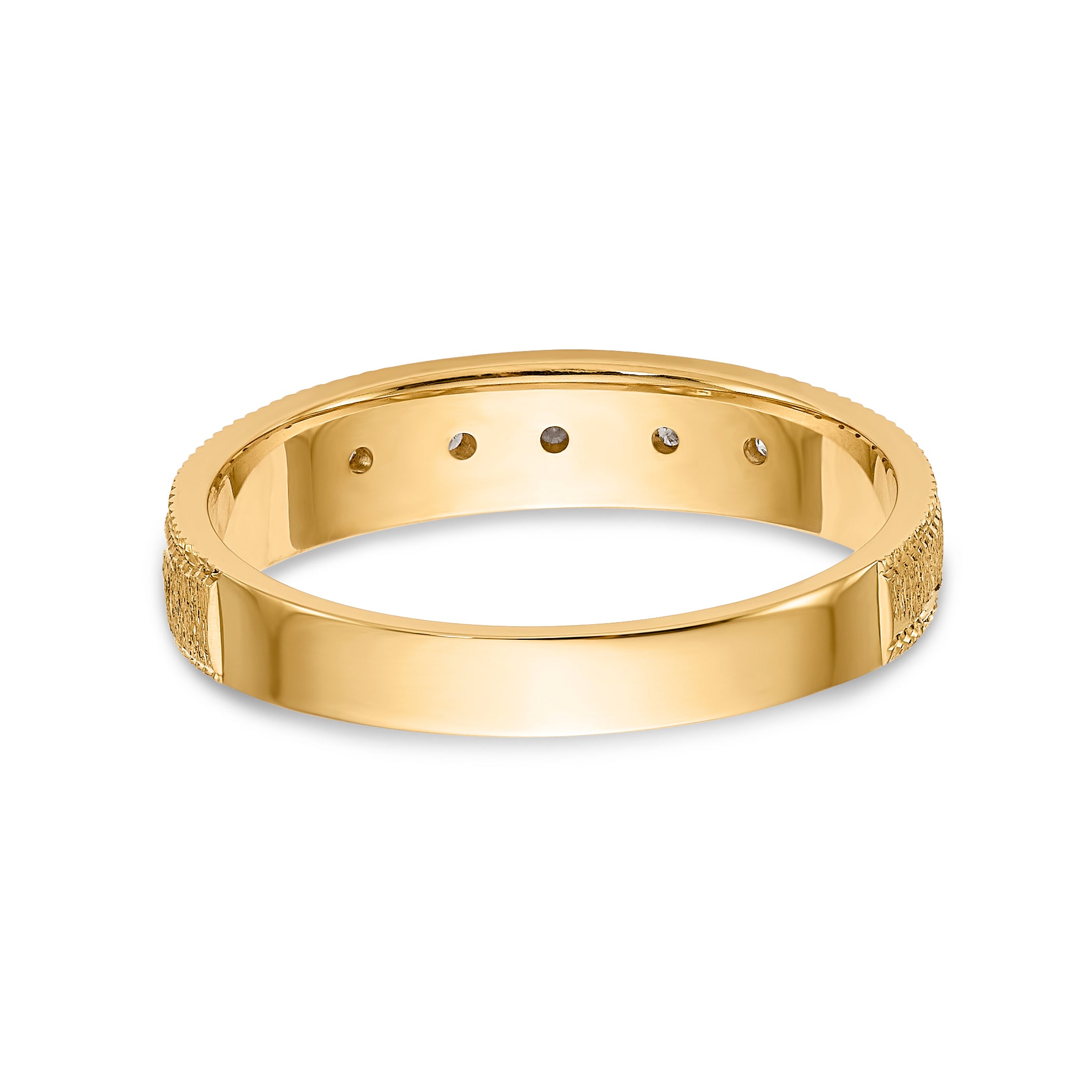 14k and Rhodium AA Quality 1/20 carat Diamond Trio Ladies Complete Wedding Band