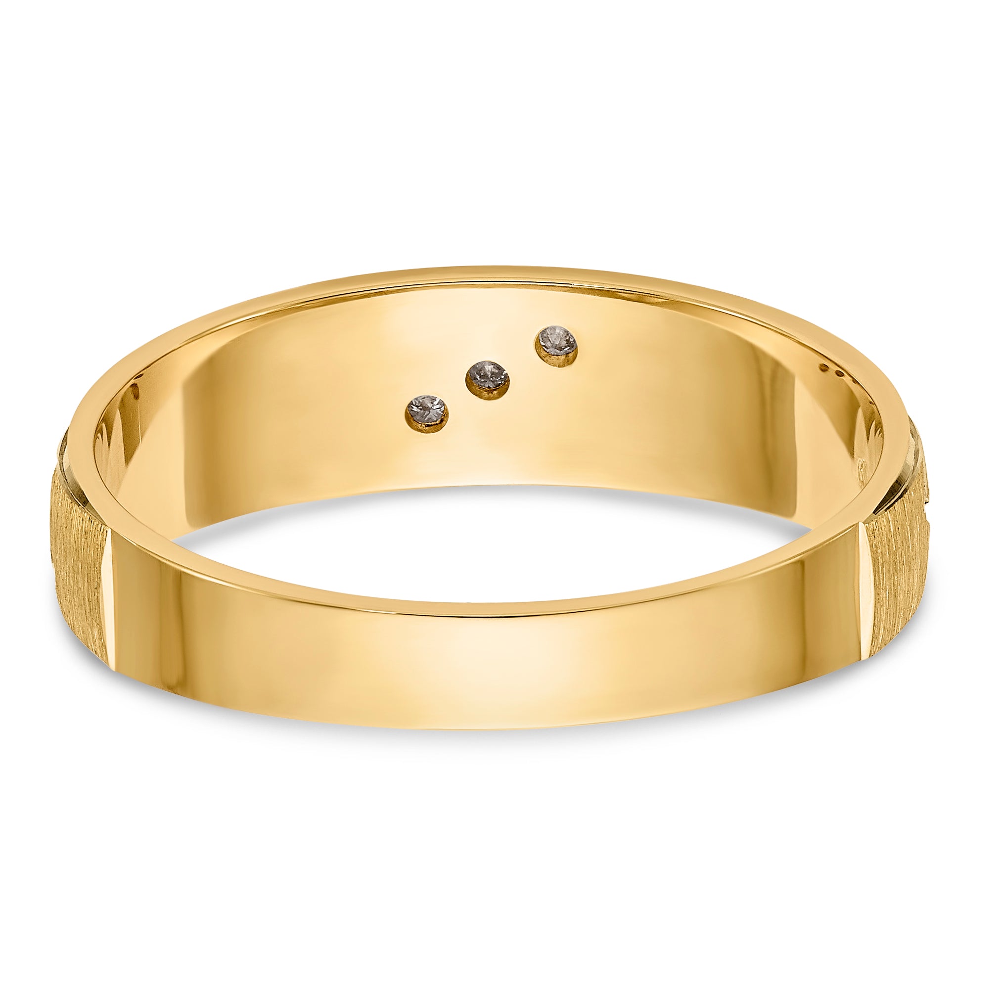 14k and Rhodium AA Quality .03 carat Diamond Trio Mens Complete Wedding Band