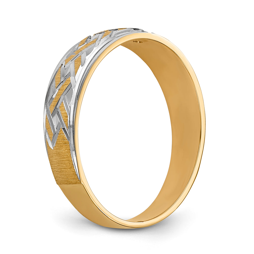 14k and Rhodium AA Quality .03 carat Diamond Trio Mens Complete Wedding Band