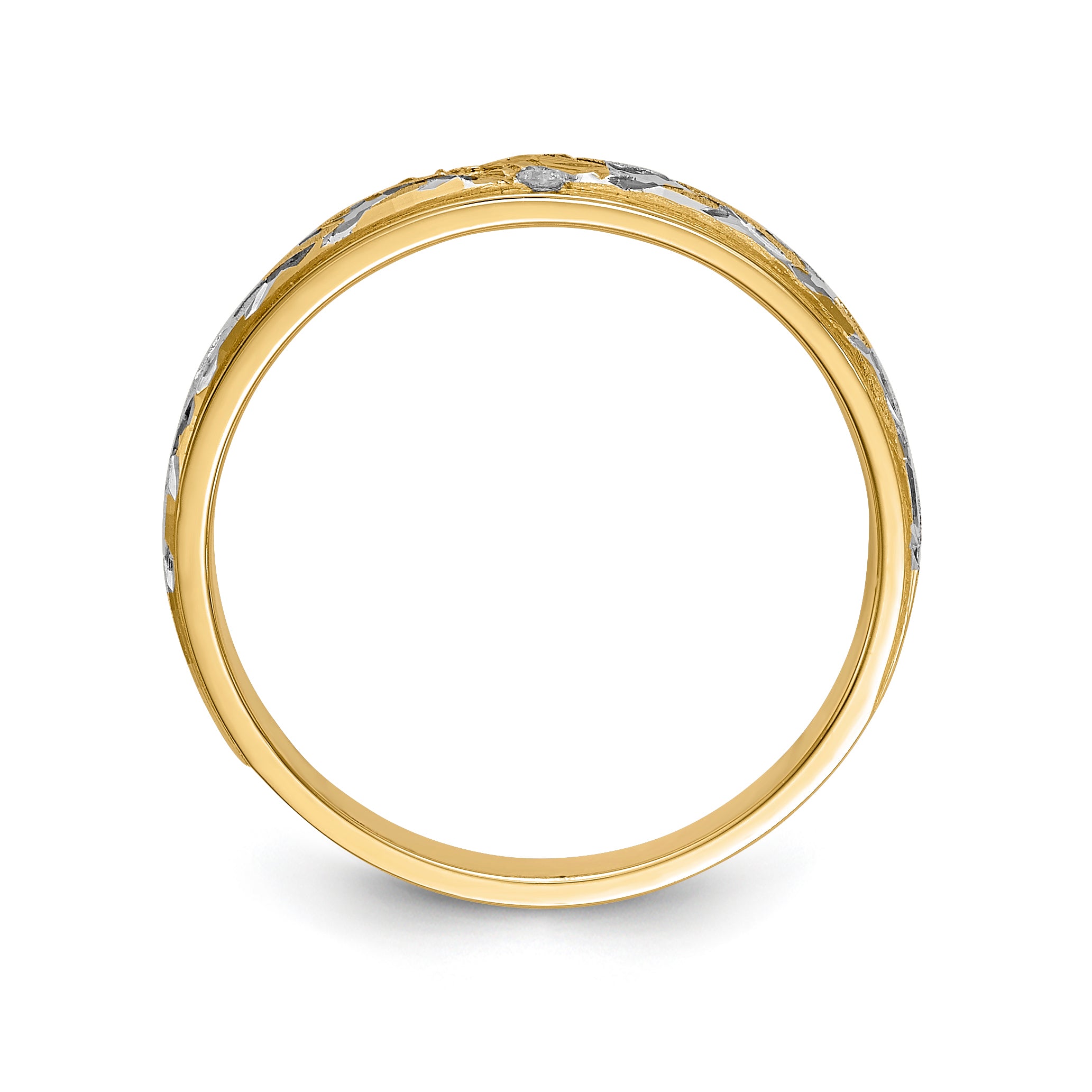 14k and Rhodium AA Quality .02 carat Diamond Trio Ladies Complete Wedding Band Secondary image
