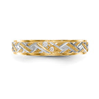 14k and Rhodium AA Quality .02 carat Diamond Trio Ladies Complete Wedding Band