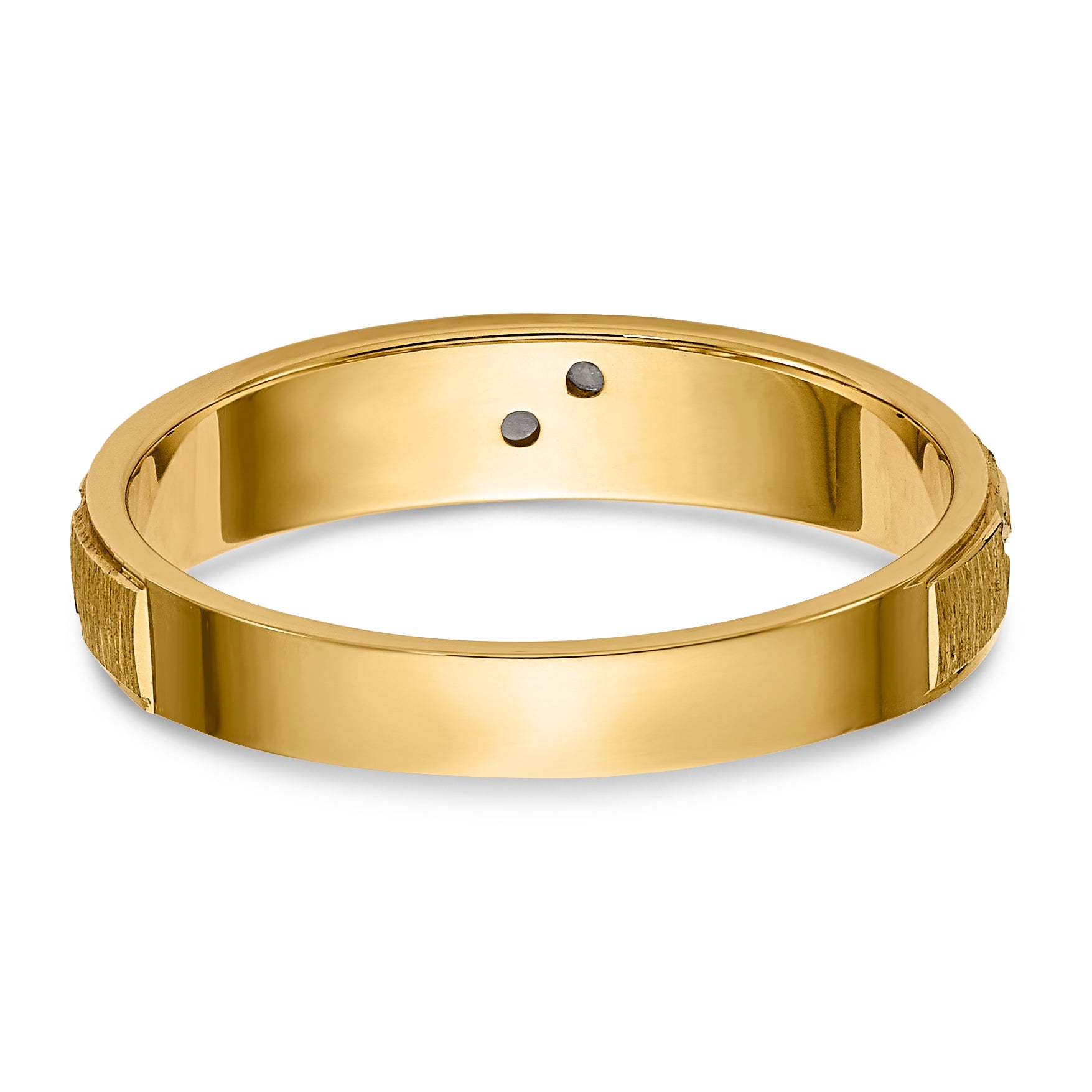 14k and Rhodium AA Quality .02 carat Diamond Trio Ladies Complete Wedding Band