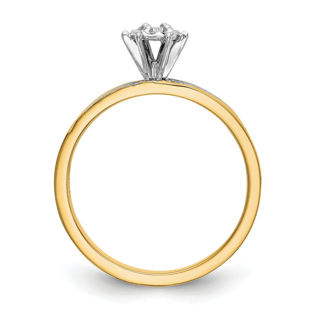 14k and Rhodium AA Quality 1/15 carat Diamond Trio Complete Engagement Ring