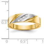 14k and Rhodium AA Quality 1/20 carat Diamond Trio Mens Complete Wedding Band